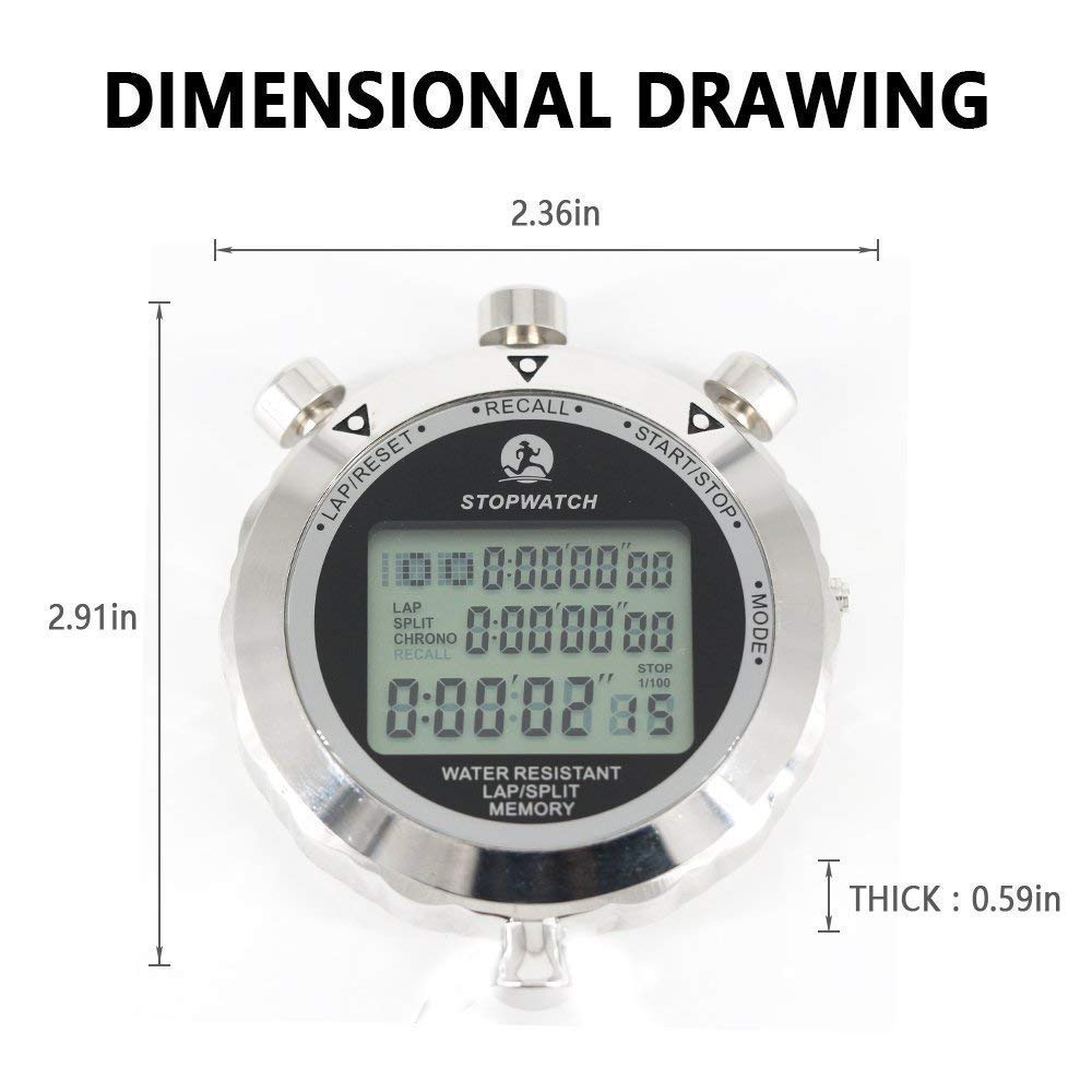 LAOPAO Metal Stopwatch Sports, 100 Pcs Memories 1/100 Seconds Precision