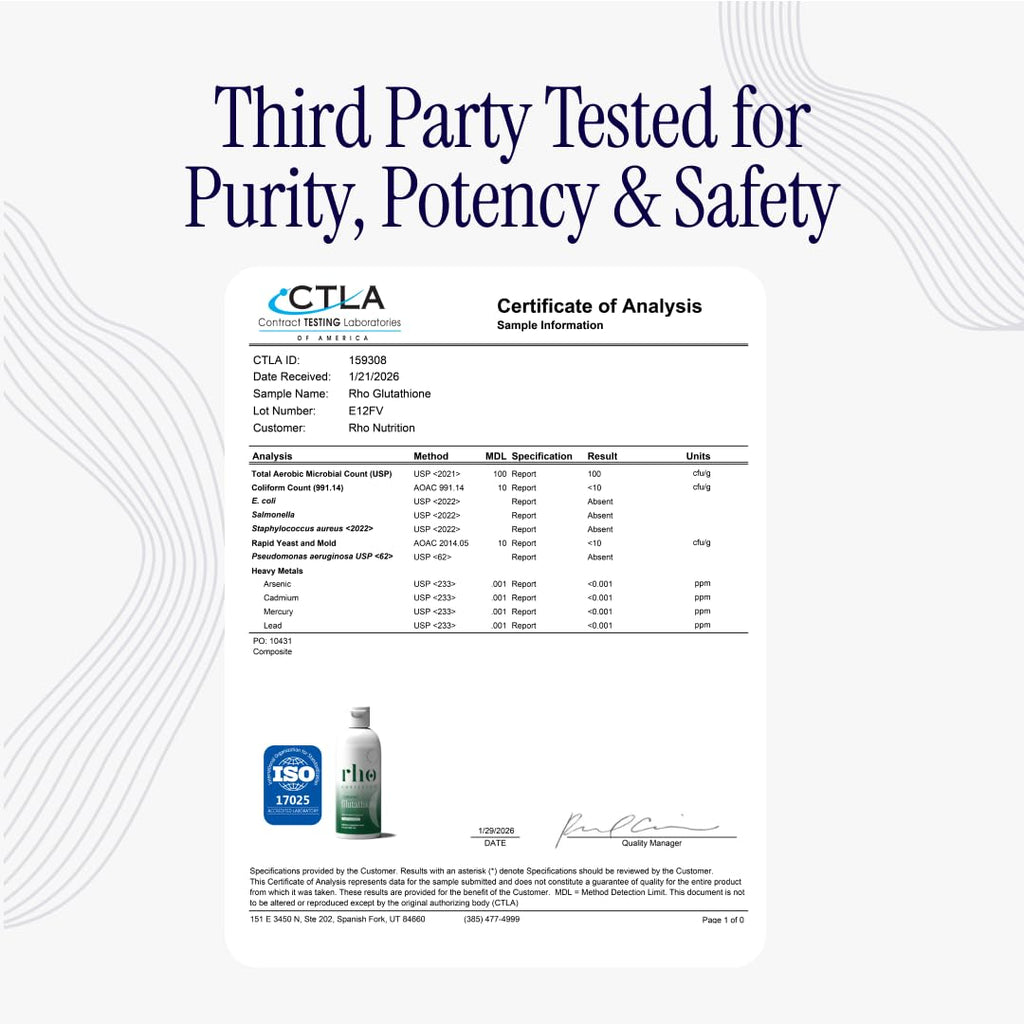 Rho Nutrition Liposomal Glutathione - Ultra High Absorption Liquid Glutathione Supplement - Supports Natural Detoxification, Immune System, Skin Health, Mental Clarity & Overall Well-Being