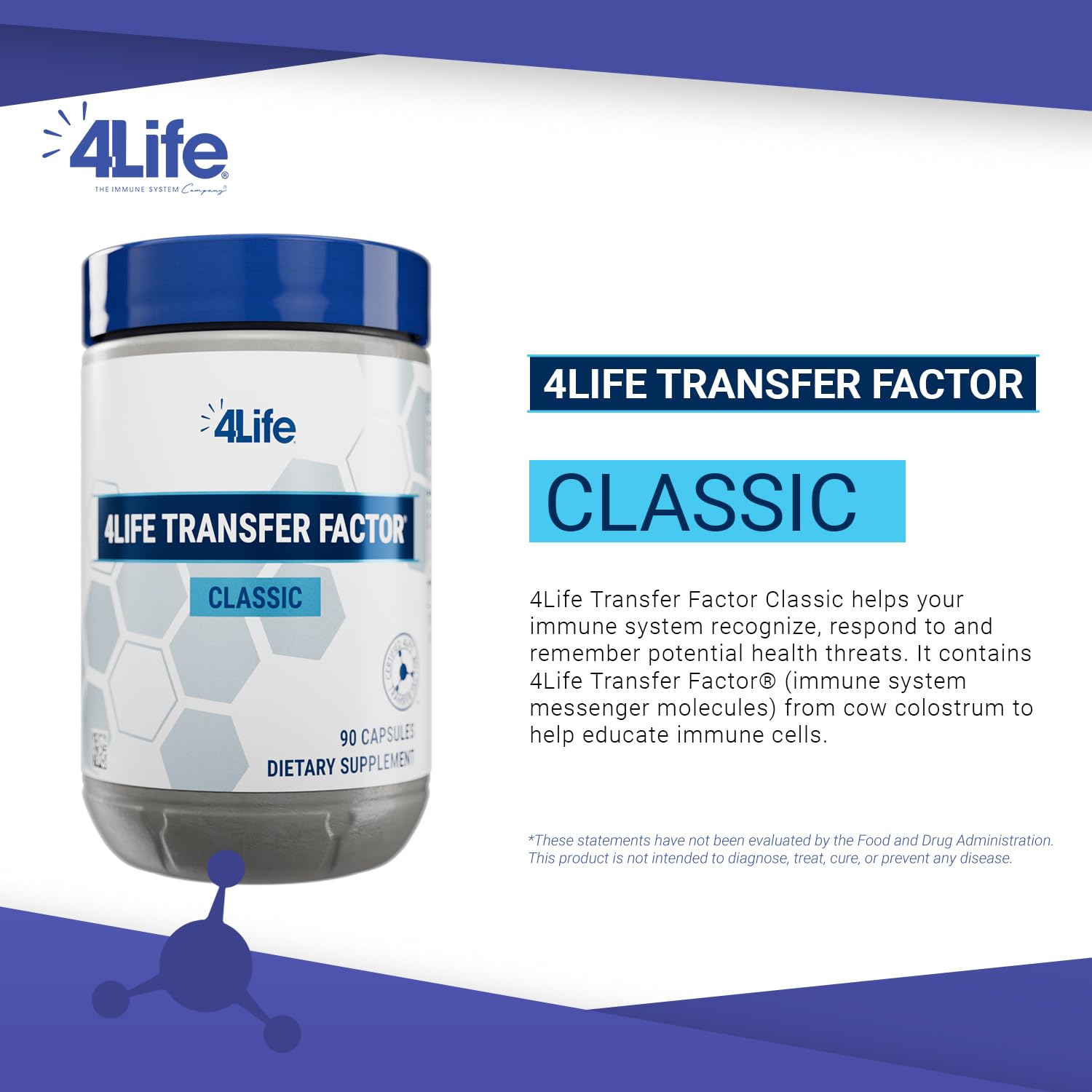4Life Transfer Factor Classic Immune Support with Colostrum, 90 Capsules