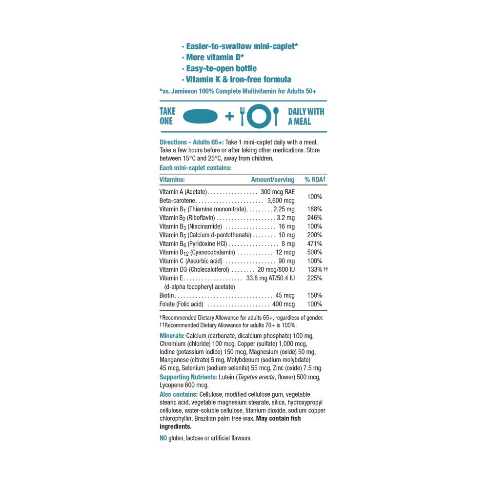 Jamieson Platinum Adult 65+ Multivitamin Mini Caplets, 90 Mini Caplets
