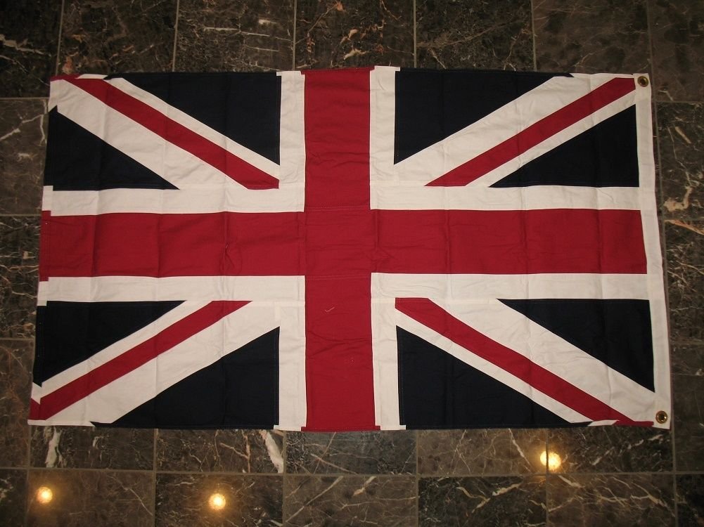 British Union Jack Flag 4 FT X 6 FT 100% Cotton & Embroidered Patch Combo UK Great Britain British Empire …