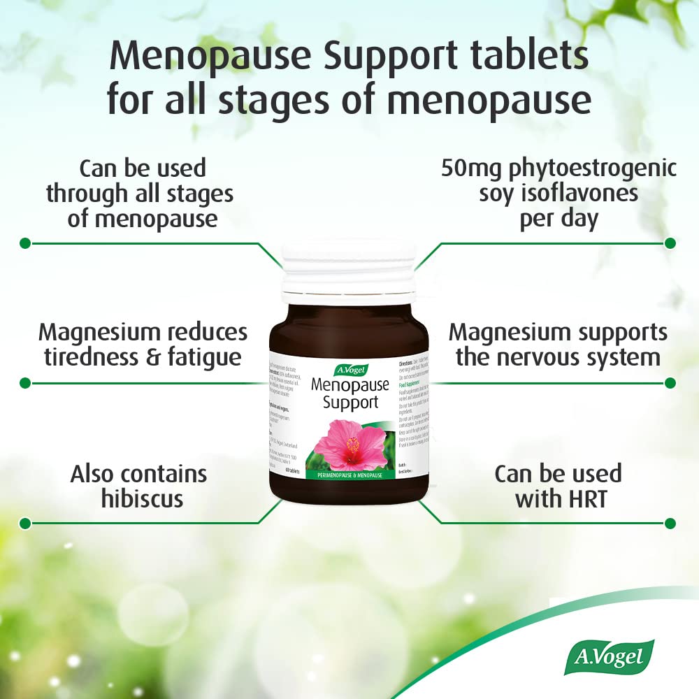 A.Vogel Menopause Support | Menopause Supplement | Support for Perimenopause & Menopause Symptoms | Soy Isoflavones, Magnesium & Hibiscus | 60 Tablets