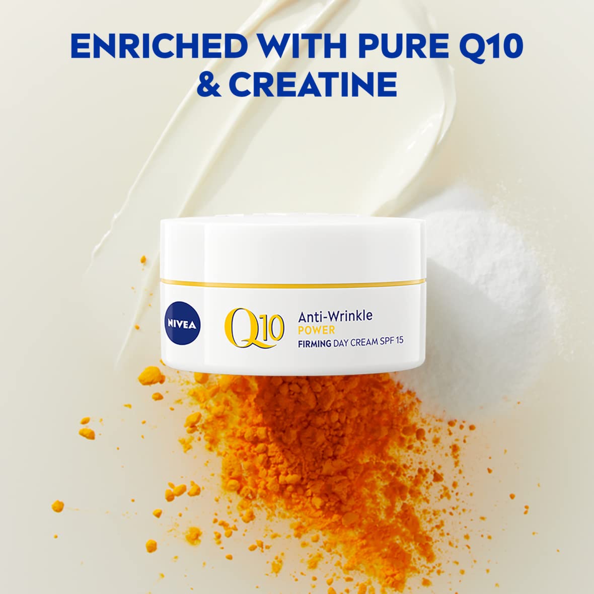 NIVEA Q10 Power Anti-Wrinkle Protecting Day Cream with Coenzyme Q10 & Creatine – 50 ml Lightweight Anti-Age Face Moisturizer for Firmer, Smoother Skin