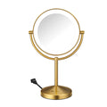 Conair Lighted Makeup Mirror, Double-Sided LED Vanity Mirror with 1X/10X Magnification, 3 Light Settings, 3 Modes, 360° Rotation, Brushed Brass Finish