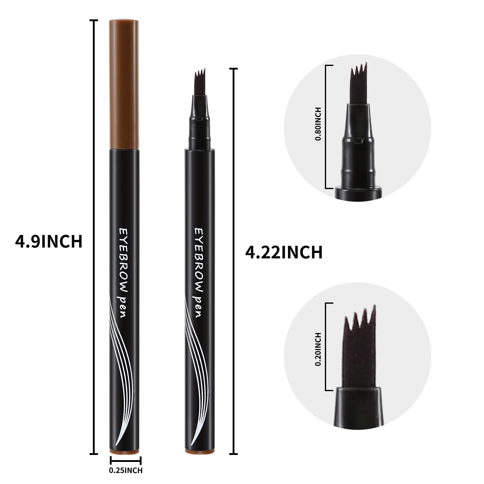 QIAWES Waterproof Eyebrow Pen - Micro Tip Eyebrow Pencil, Liquid Eyebrow Fork Tip Pen, Microblading Eyebrow Pen, Creates Natural 3D Eyebrow Hair, Long Lasting (Coffee Brown)