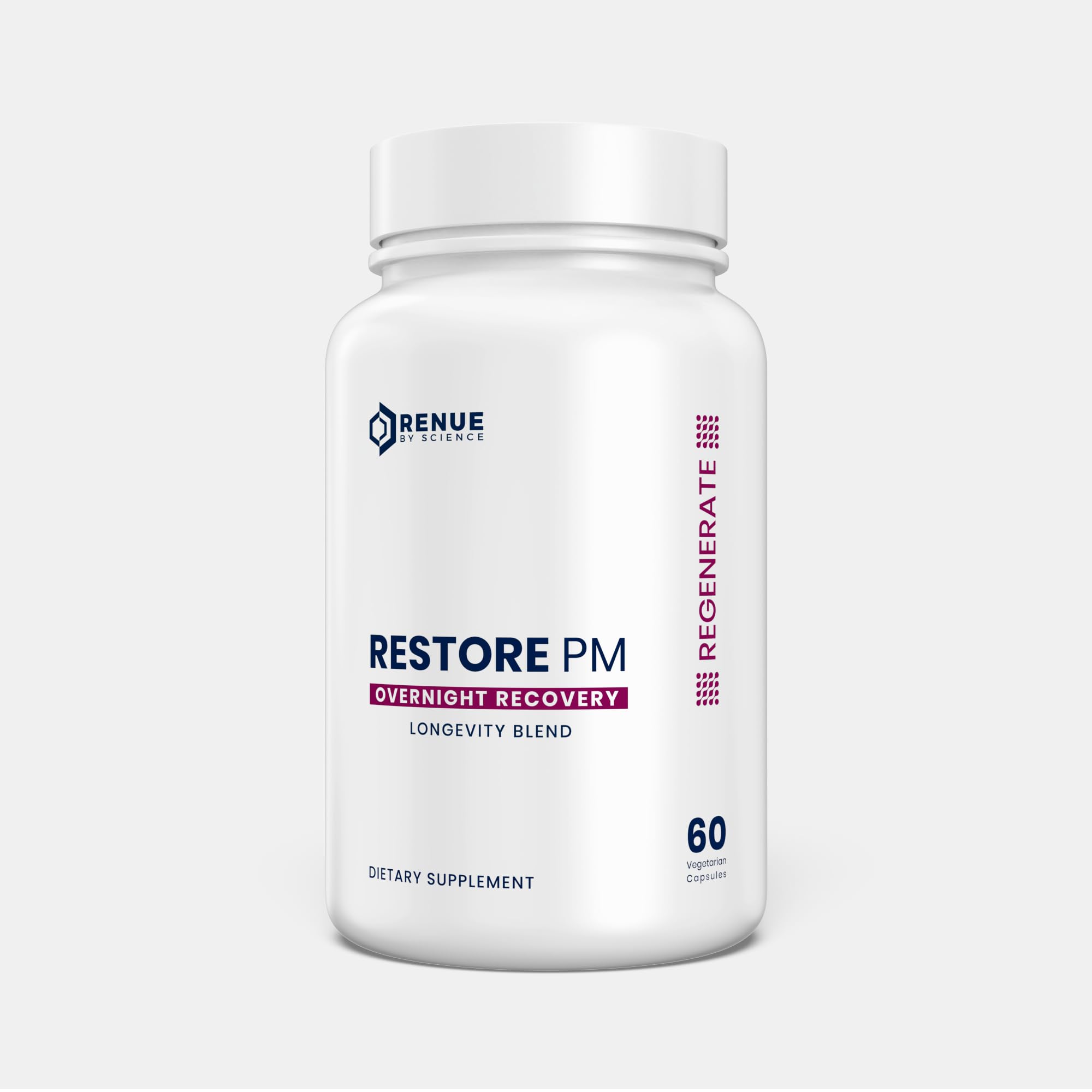 Renue By Science Restore PM | Liposomal Melatonin GABA Supplements | 60 Capsules with Melatonin (1mg) 5HTP (100mg) Glutathione (65mg) Apigenin (75mg) GABA (150mg) - Non-GMO | Made in the USA