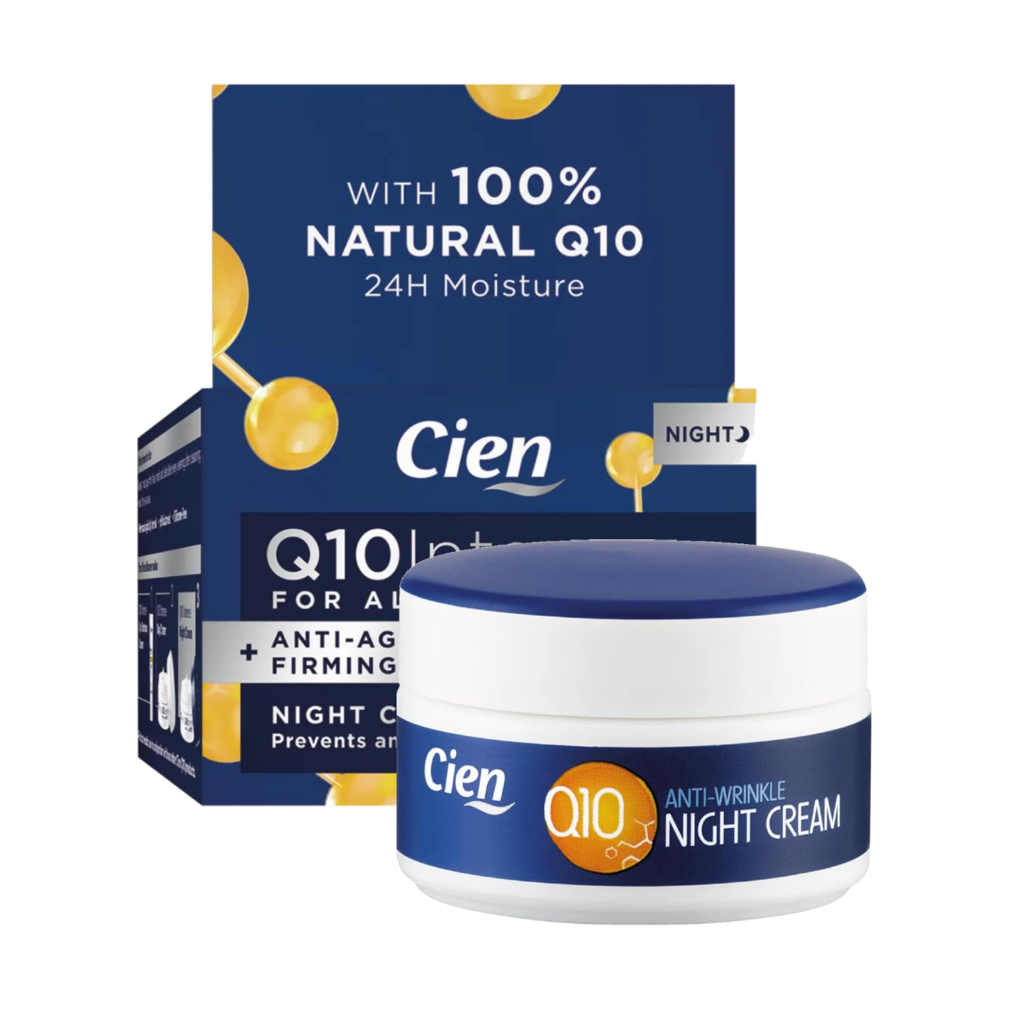 Set of 2 x 50 ml Cien Anti-Wrinkle DAY + NIGHT CREAM - with q10, Hyaluronic Acid & Vitamin E by Cien