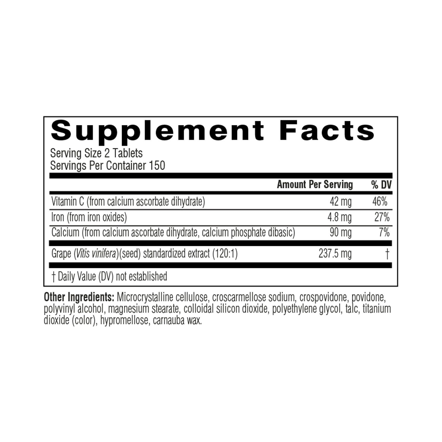 Swisse Grape Seed Extract Capsules | Grapeseed Extract Antioxidant Supplement |with Vitamin C for Skin & Collagen Support | 5 Month Supply