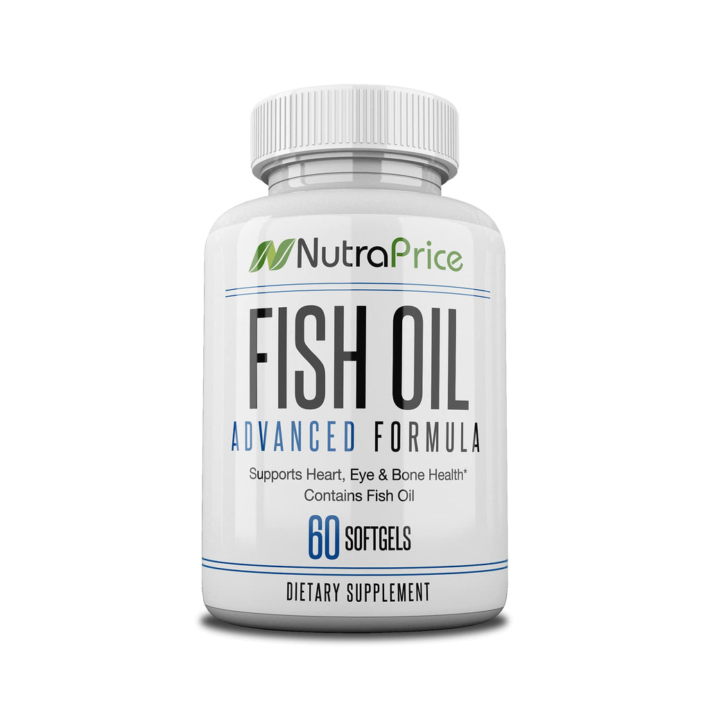 NutraPrice Fish Oil 2000 mg Omega-3 Fatty Acids EPA and DPA, Daily Supplement for Men and Women, Advanced Formula to Support Heart, Eye, Bone, Joint Health, Made in USA, 60 Soft Gel Capsules (5pk)
