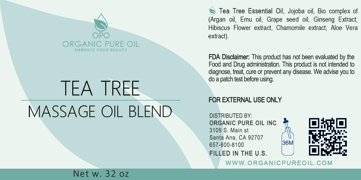 Tea Tree Massage Oil Blend - Natural, Non-GMO, Tea Tree Essential Oil Mix of Jojoba, Argan, Grapeseed & More - 32 oz Bulk - Soothing, Deep Tissue, Muscles, Sensual Relaxation