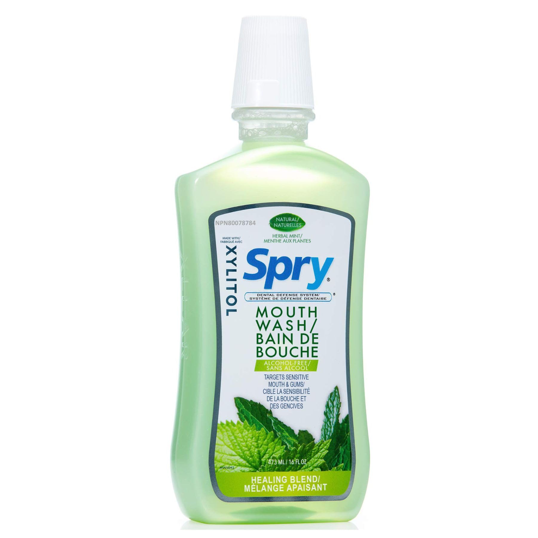 Spry Natural Xylitol Mouthwash Fluoride Free with Enamel Support, Alcohol-Free, Gentle, Non-GMO, Herbal Mint - 16 fl oz (Pack of 3)