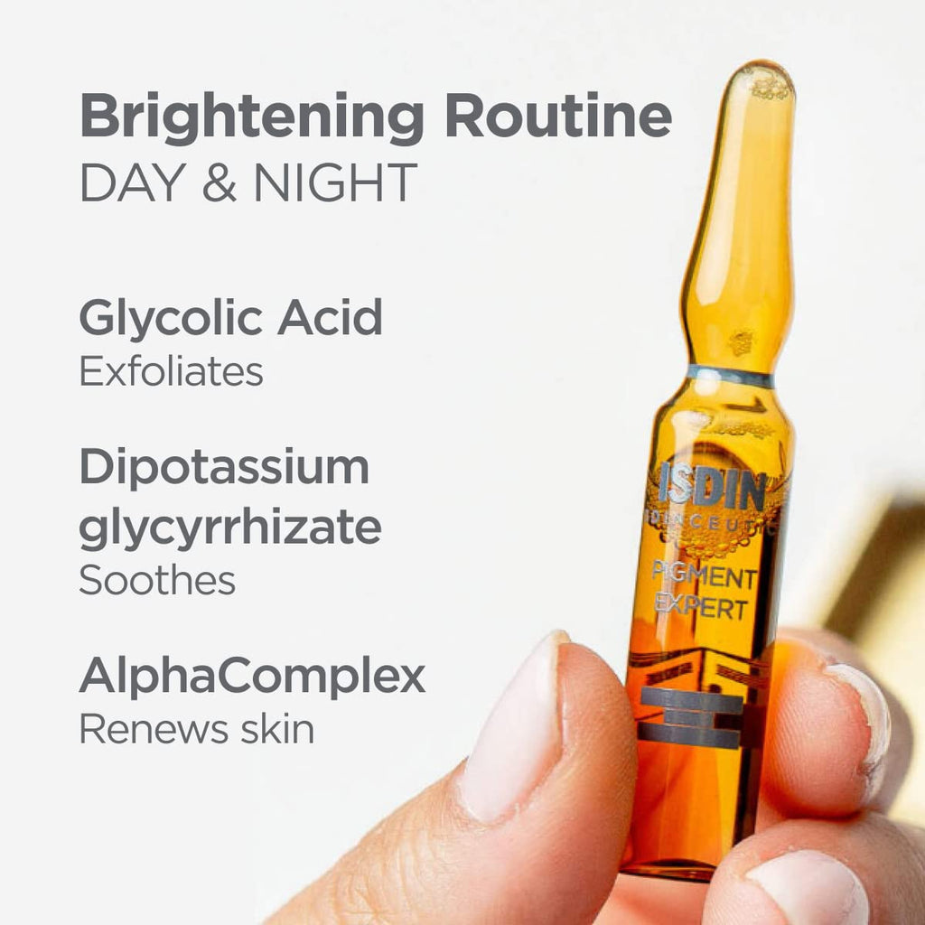 ISDIN Day & Night Brightening Routine Serum, Exfoliate and Correct, 20 ampoules