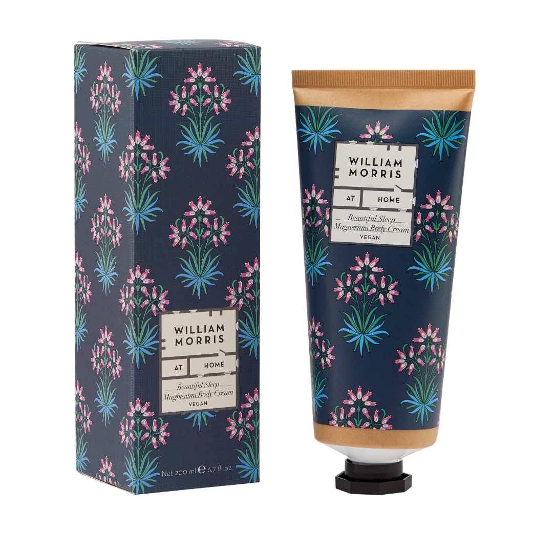 William Morris At Home Body Cream 200ml, Magnesium, Skin Softening, Fragrance with Calming Essential Oils, Travel Size, Vegan and Cruelty Friendly, Beauty Gift for Her