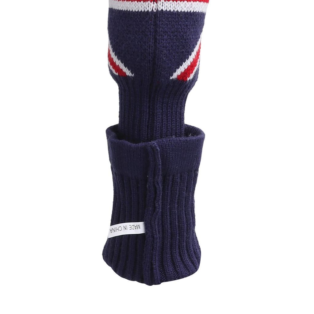 Big Teeth Golf Wood Club Headcovers Knitted PomPom Set 4packs 460cc Driver Fairwaywood Hybrid UT Rescue Club Protection Flag Design(UK Flag)