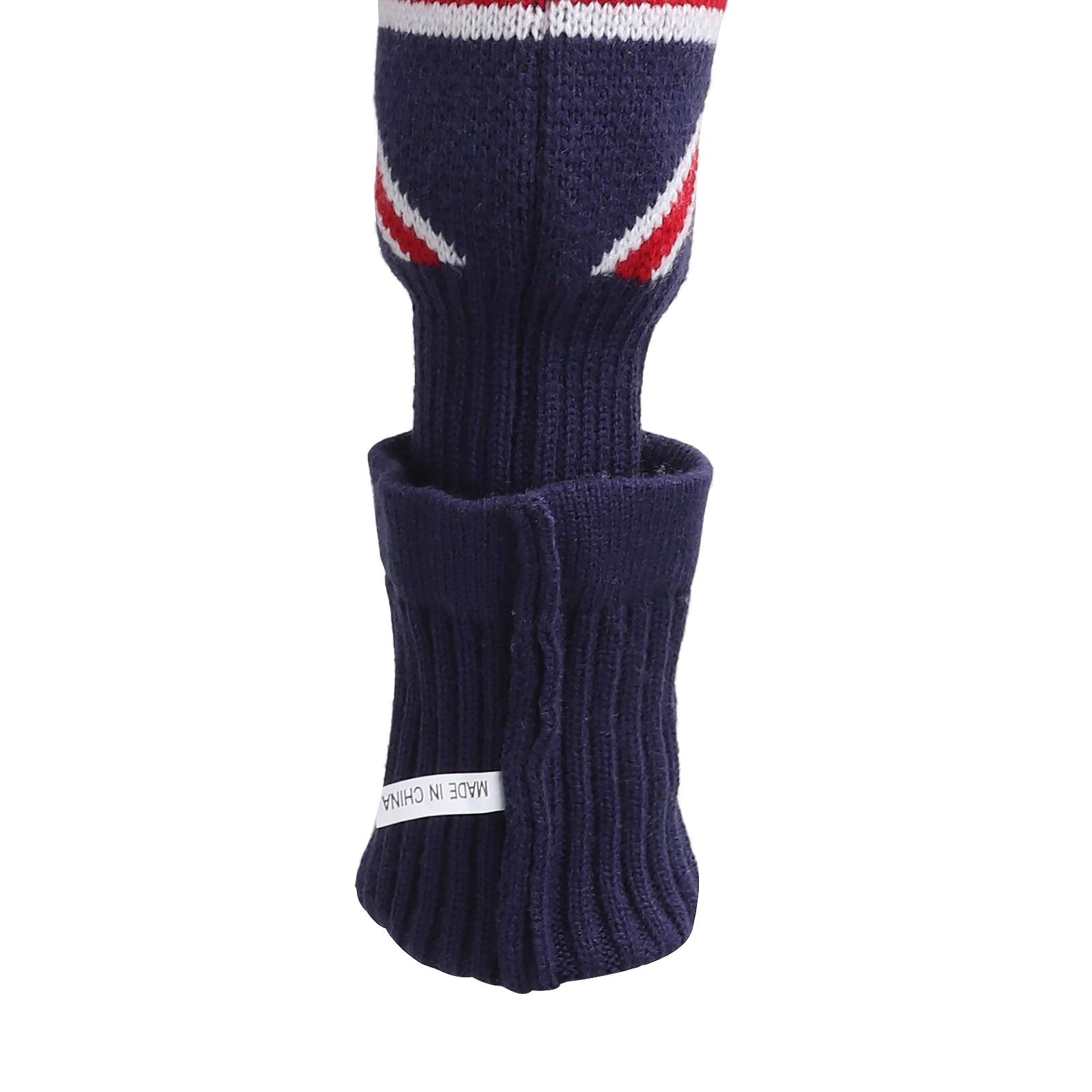 Big Teeth Golf Wood Club Headcovers Knitted PomPom Set 4packs 460cc Driver Fairwaywood Hybrid UT Rescue Club Protection Flag Design(UK Flag)