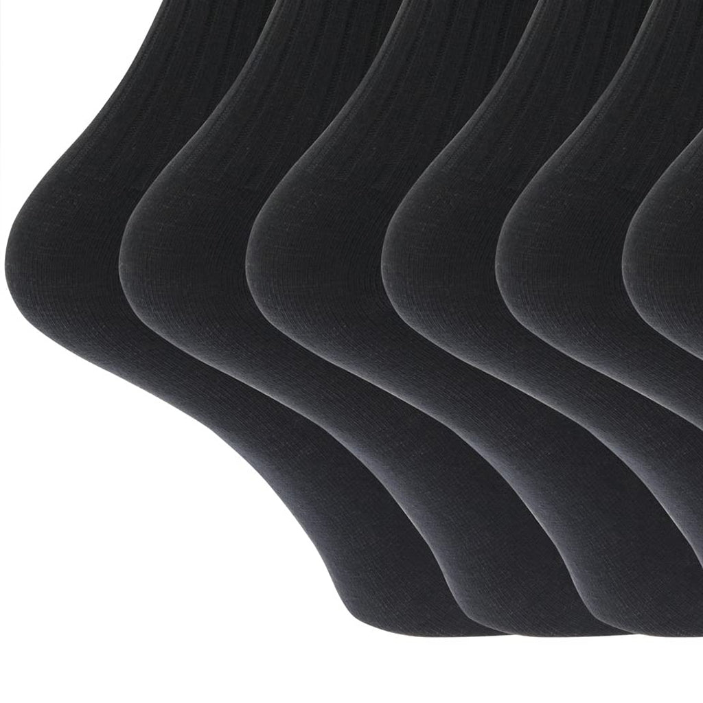 Mens 100% Cotton Ribbed Classic Socks (Pack Of 6) (UK Shoe 6-11, EUR 39-45) (Black)