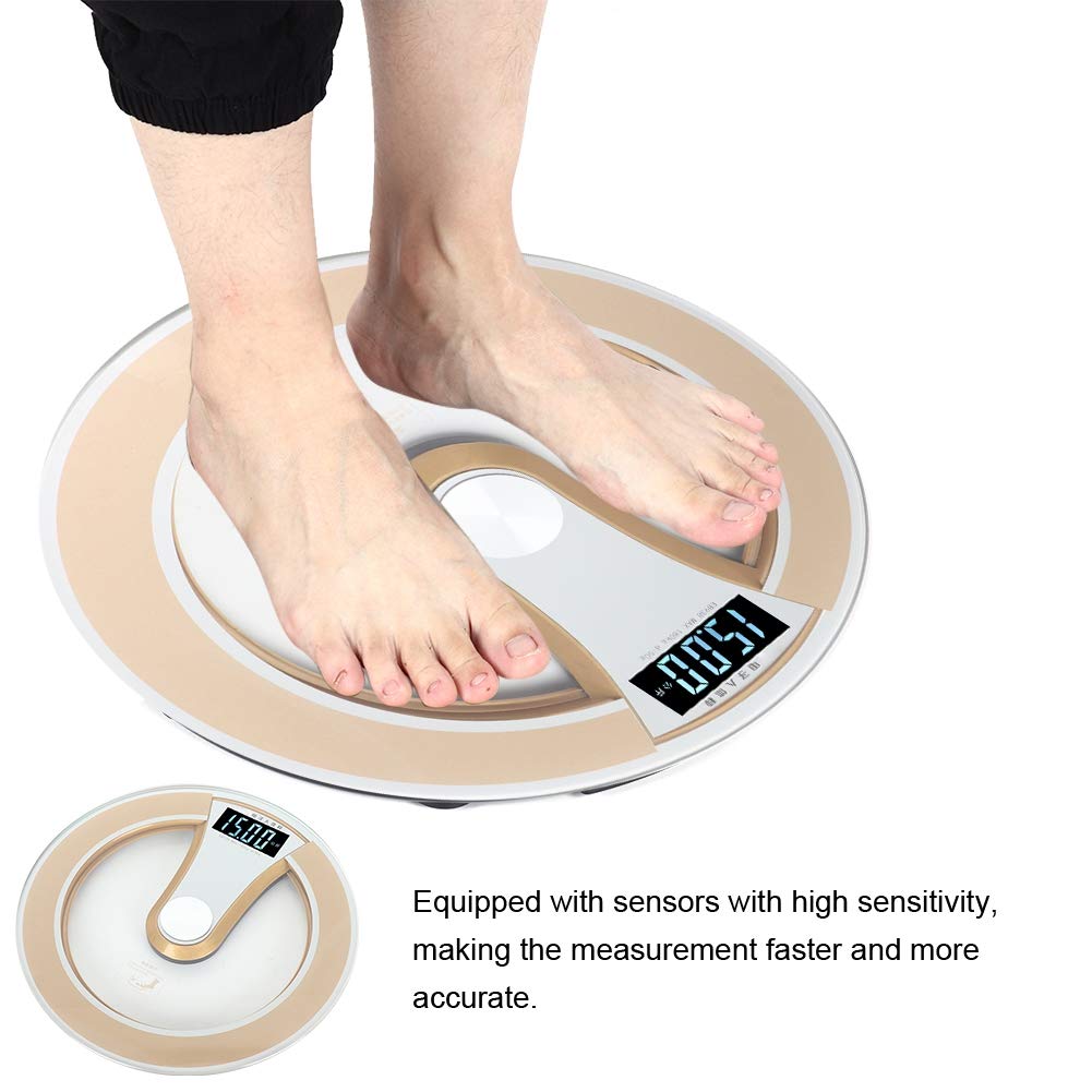Sonew Digital Weight Scal, Round Intelligent Electric Digital Weight Body LCD Display Scale High Scale(Gold)