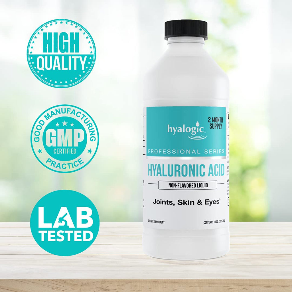 Hyalogic Hyaluronic Acid Liquid Supplement - 50mg High Molecular Weight Hyaluronic Acid for Joints, Advanced Joint Support, Vegan Oral Hydration Formula, 10 oz