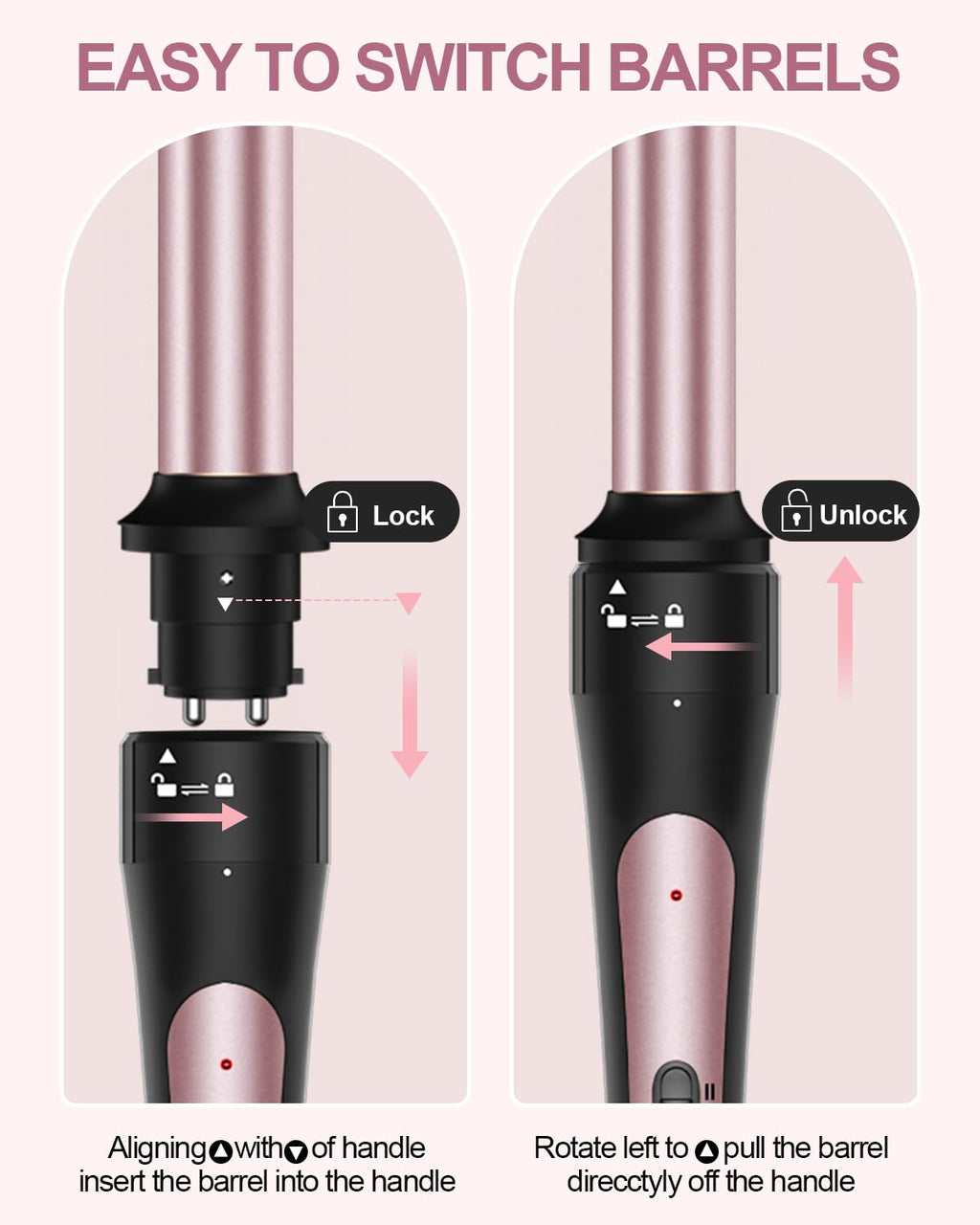 6 in 1 Curling Iron, Curling Wand Set with Thermal Brush (1.5inch) & 1inch Bubble Wand Curler and 3 Interchangeable Ceramic Barrel (0.35"-1.25"), Instant Heat Up with Comb & Protective Glove & 2 Clip