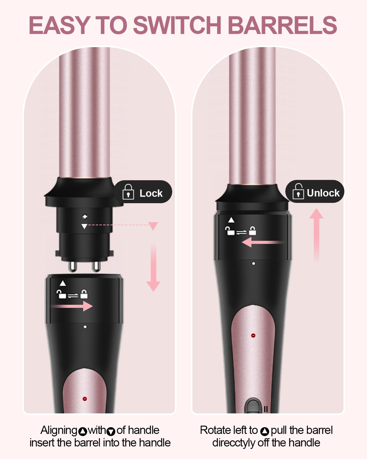 6 in 1 Curling Iron, Curling Wand Set with Thermal Brush (1.5inch) & 1inch Bubble Wand Curler and 3 Interchangeable Ceramic Barrel (0.35"-1.25"), Instant Heat Up with Comb & Protective Glove & 2 Clip