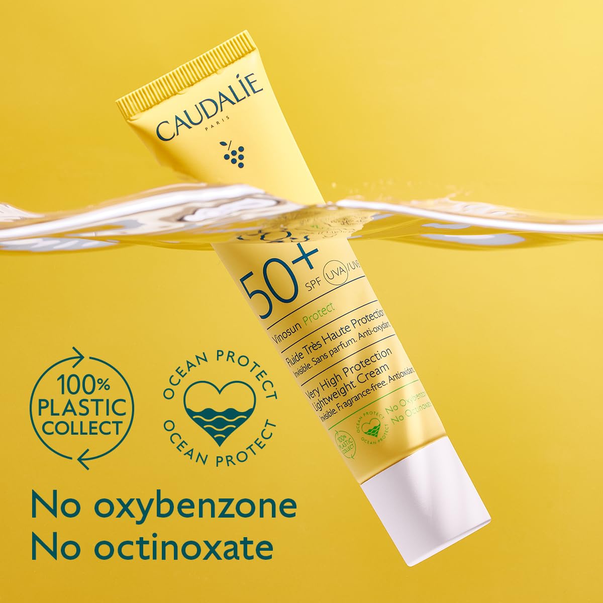 Caudalie Vinosun SPF50+ Makeup Primer & Face Sunscreen, Very High Protection Lightweight Cream for Daily Wear, Fragrance-Free for Sensitive Skin, Vegan, 40ml