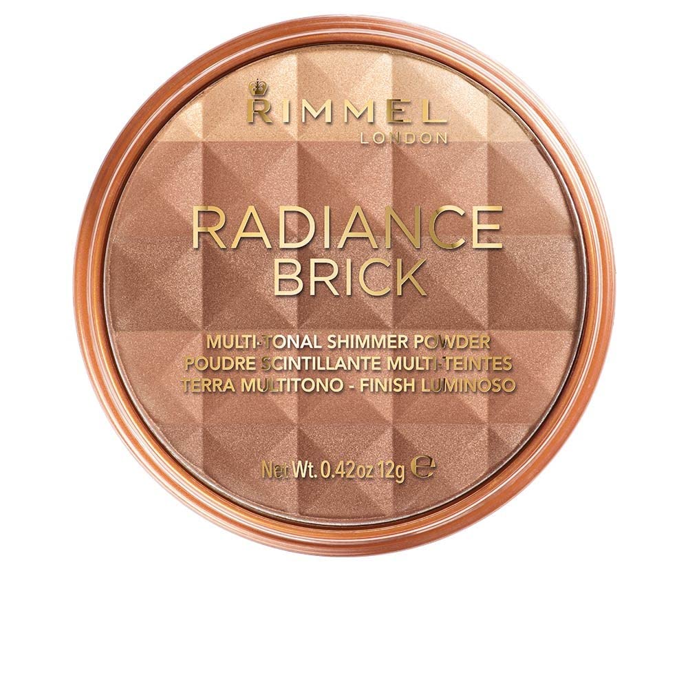 Rimmel London Radiance Brick - 002 Medium - Bronzer, Radiant Finish, Ultra-Fine, Adds Dimension, 0.42oz