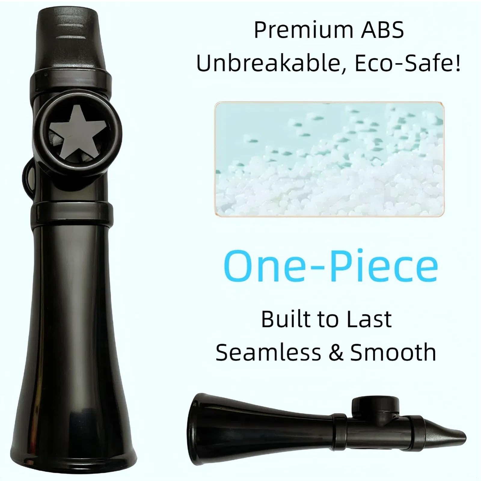 HYWEMIU Kazoo for Adults Washable, Premium ABS Kazoos for Adults, Smooth Permanent Kazoo Membrane Professional Easy to Learn, Musical Instruments for Guitar, Ukulele, Violin, Piano (Black)