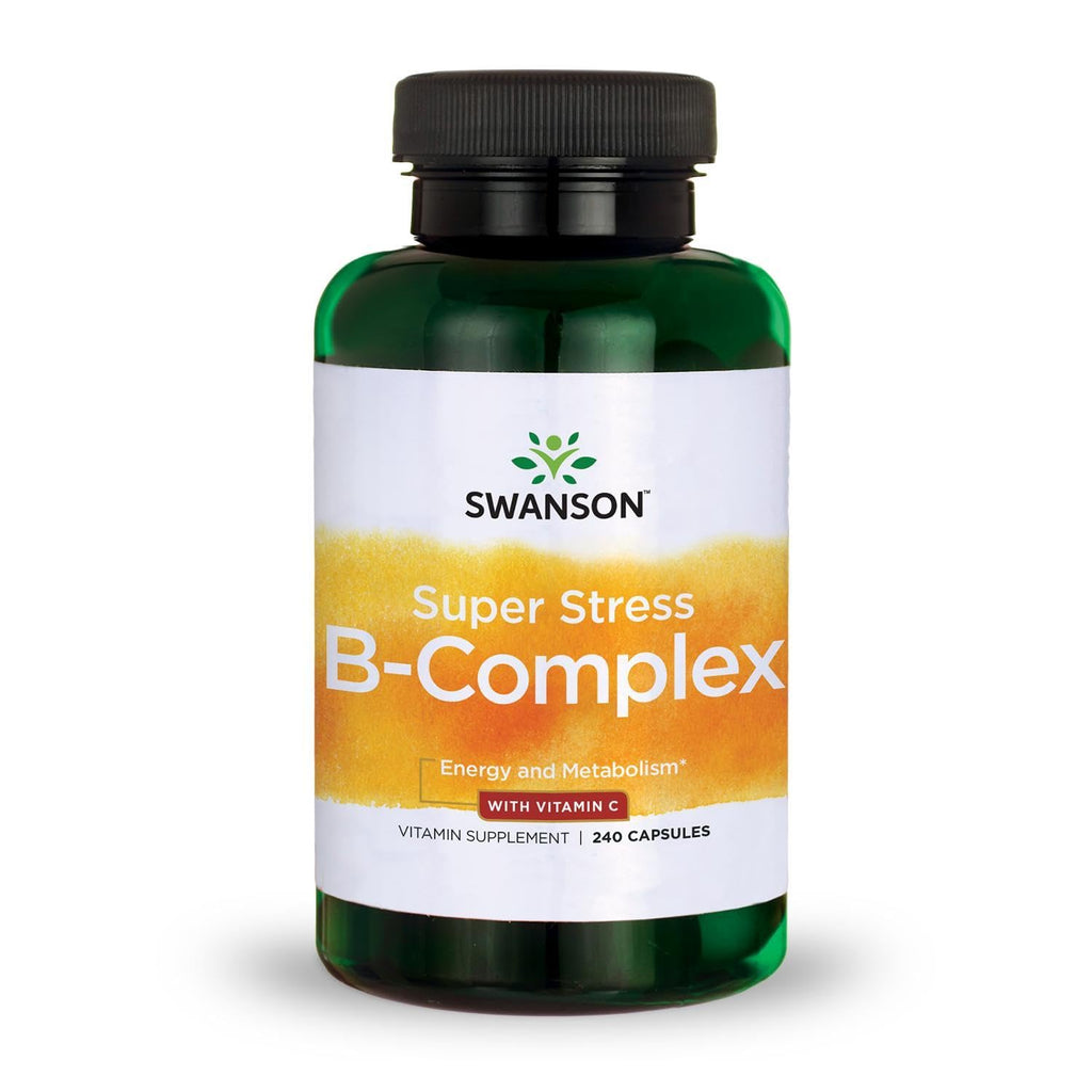 Swanson Super Stress B-Complex Energy and Wellness Supplement for Busy Adults Seeking Daily Vitamin B Support (240 Capsules)