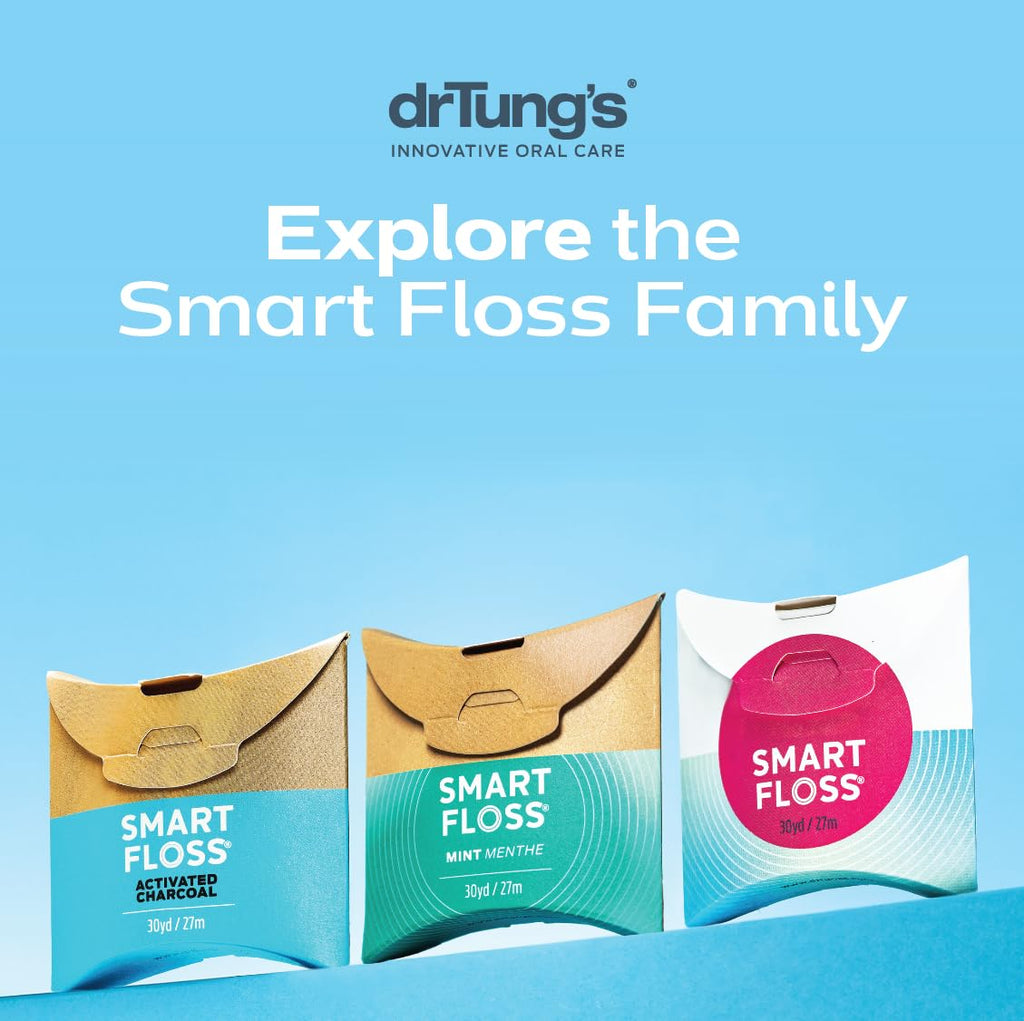 DrTung's Smart Floss - Natural Floss, PTFE & PFAS Free Floss, Gentle on Gums, Expands & Stretches, BPA Free Floss - Natural Dental Floss Cardamom Flavor (Pack of 12)