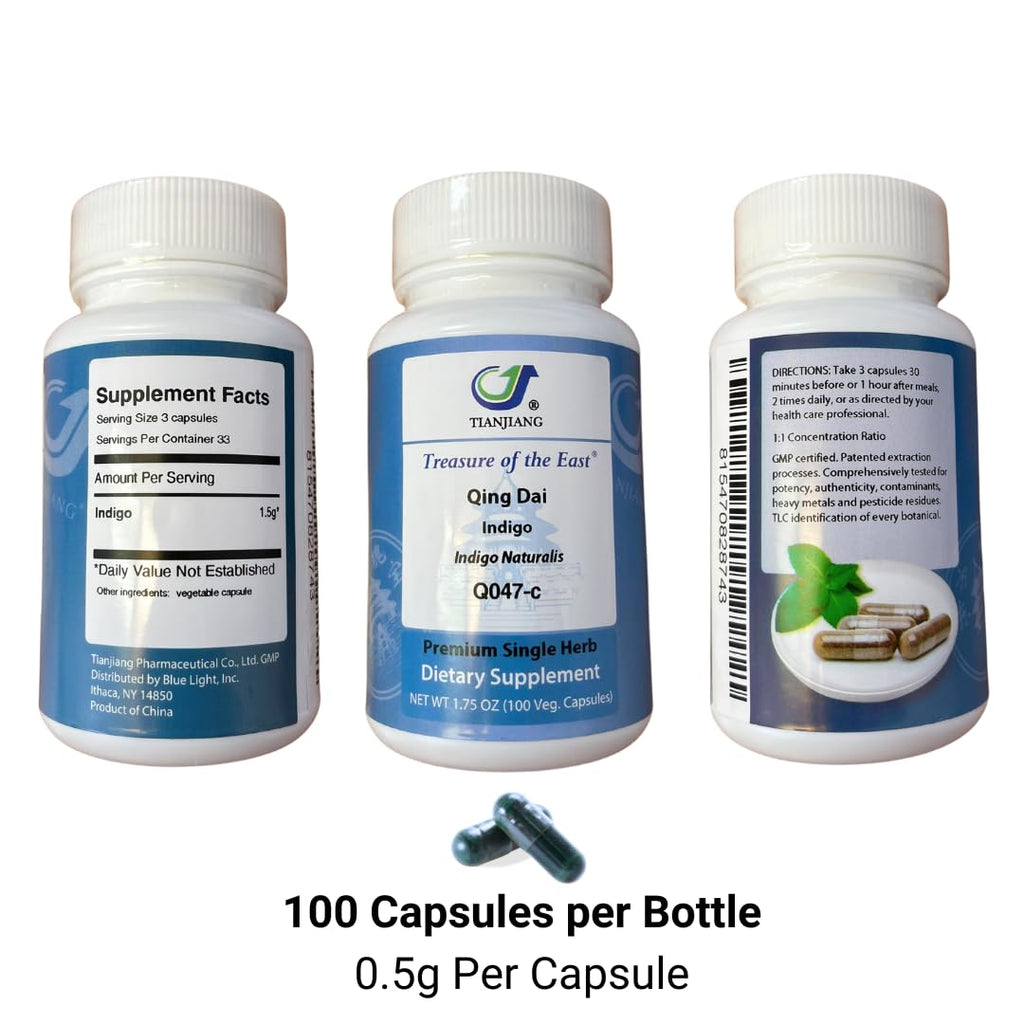 Treasure of the East, Indigo - Qing Dai Capsules (1:1 Herbal Extracts, 100 Capsules)