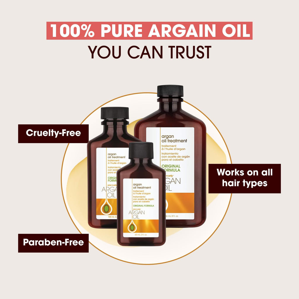 One n Only Argan Oil Hair Treatment - Lightweight & Hydrating Hair Oil for Natural, Wigs & Extensions - Shine Enhancing, Heat Protectant & Frizz Control (8 oz, 3pk)