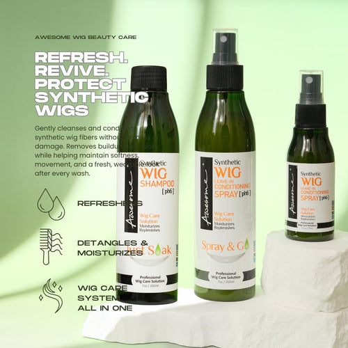 Awesome Synthetic Wig Care Kit, Shampoo & Leave-In Conditioner, 3-Pack