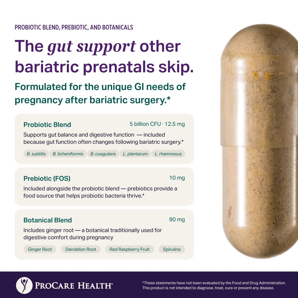 ProCare Health Prenatal Bariatric Multivitamin with Iron (60 Easy to Swallow Capsules) – for Women, Bariatric Vitamins for Gastric Bypass & Gastric Sleeve (1 Month Supply)