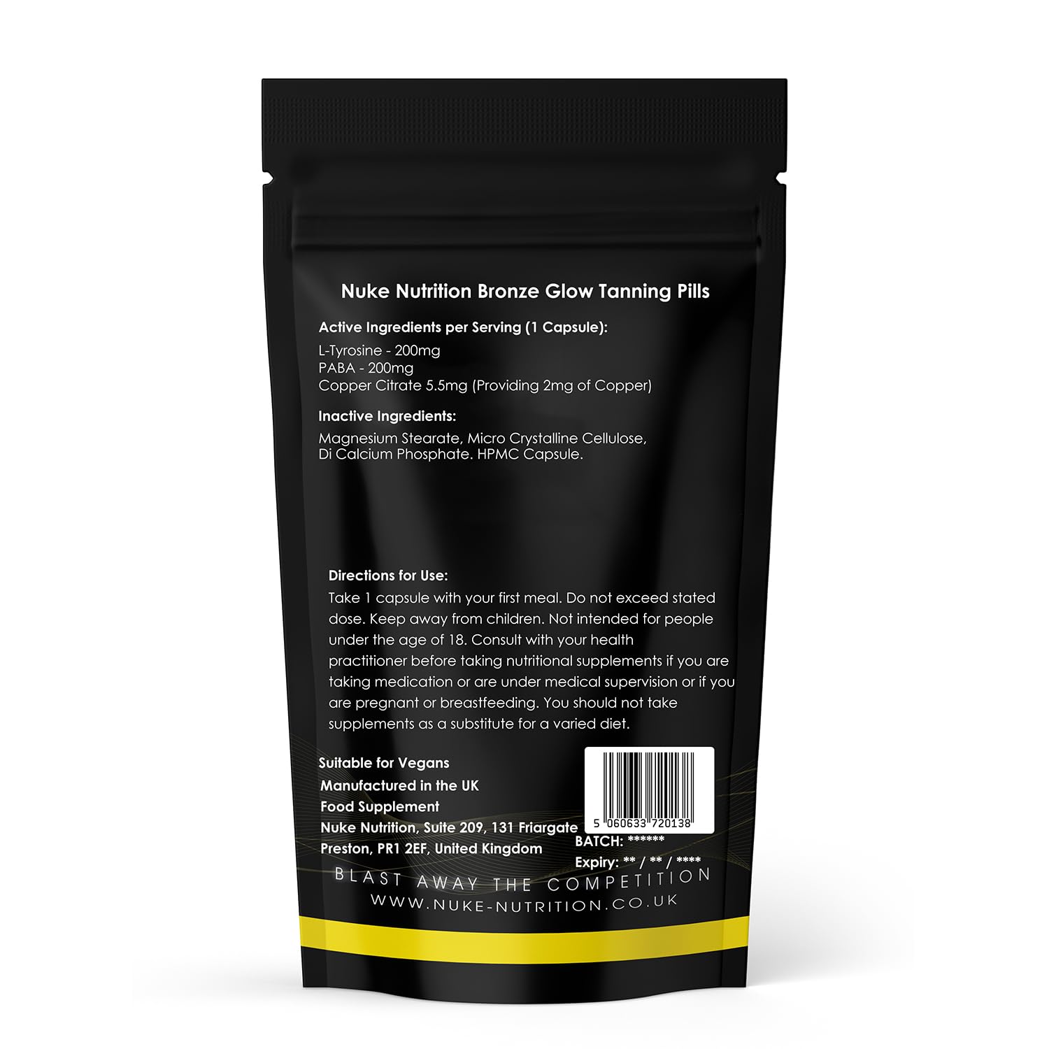 Nuke Nutrition Tanning Tablets x180 - Tanning Tablets Fast Tan Without Sun - Natural Tanning Accelerator Supplement For Your Bronze Glow - Tan Optimizer for a Sunkissed Glow - Lotion & Oil Alternative