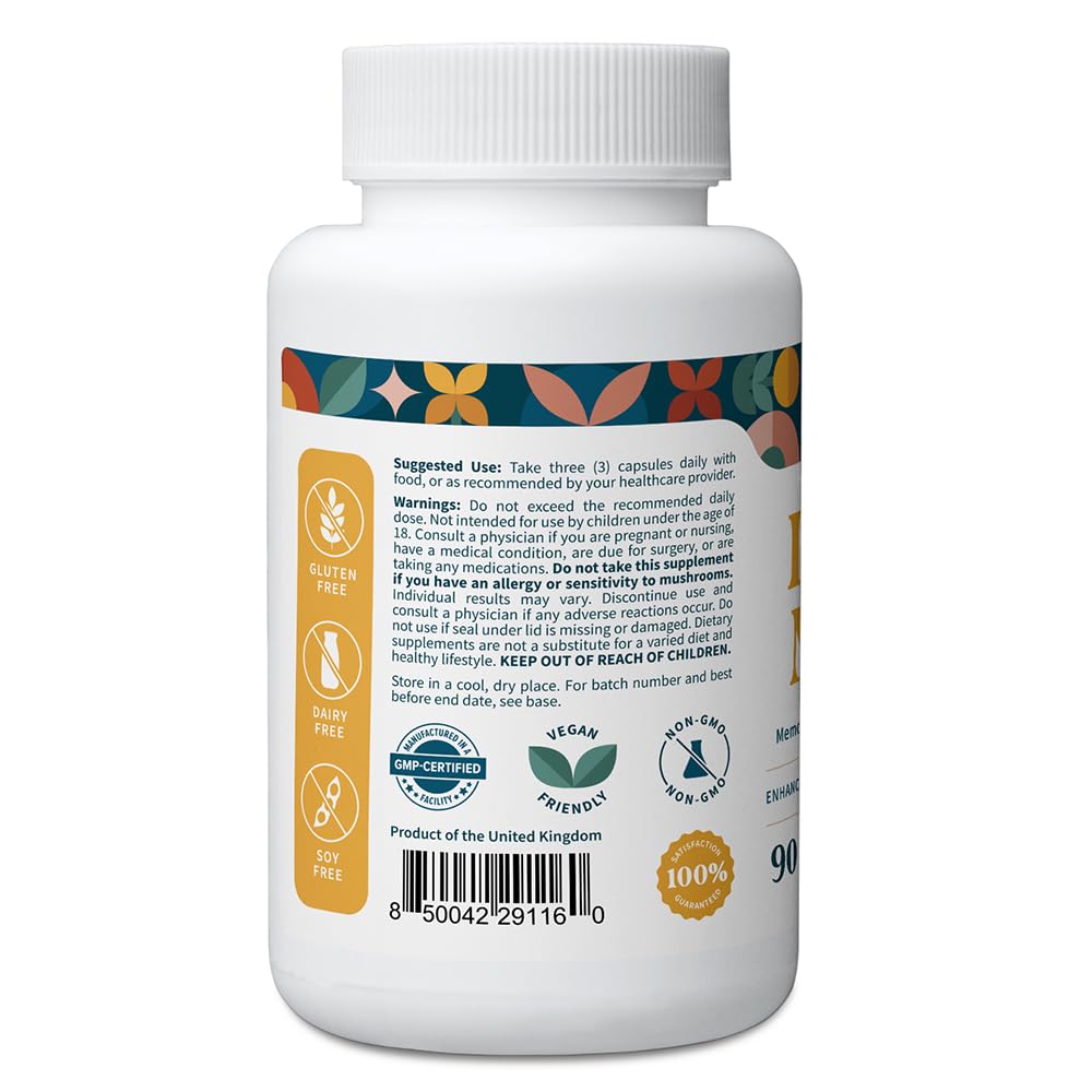 Pattern Wellness Lion’s Mane Mushroom Supplement – 90 Vegan Capsules
