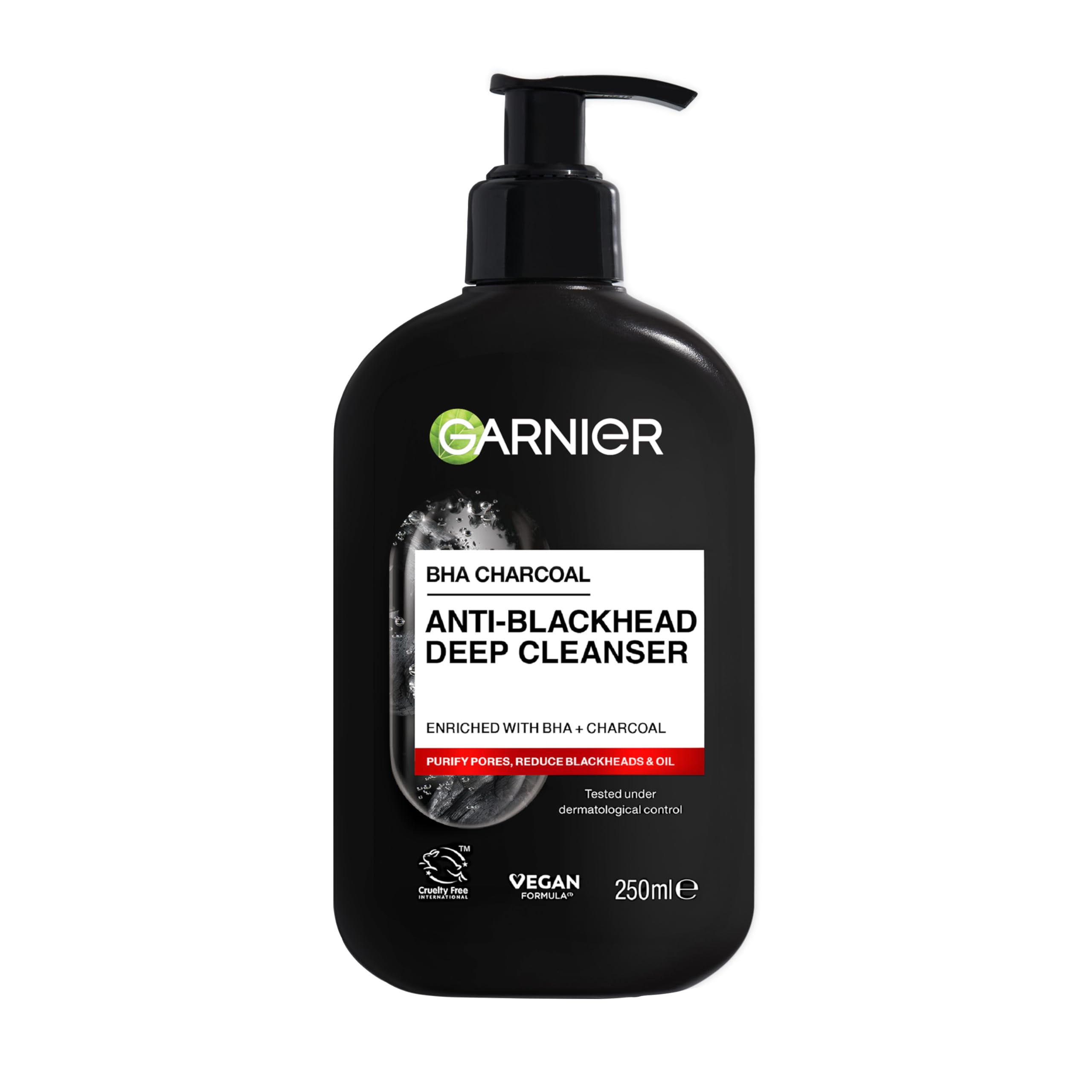 Garnier Pure Active BHA + Charcoal Anti-Blackhead Deep Face Cleanser, 250ml