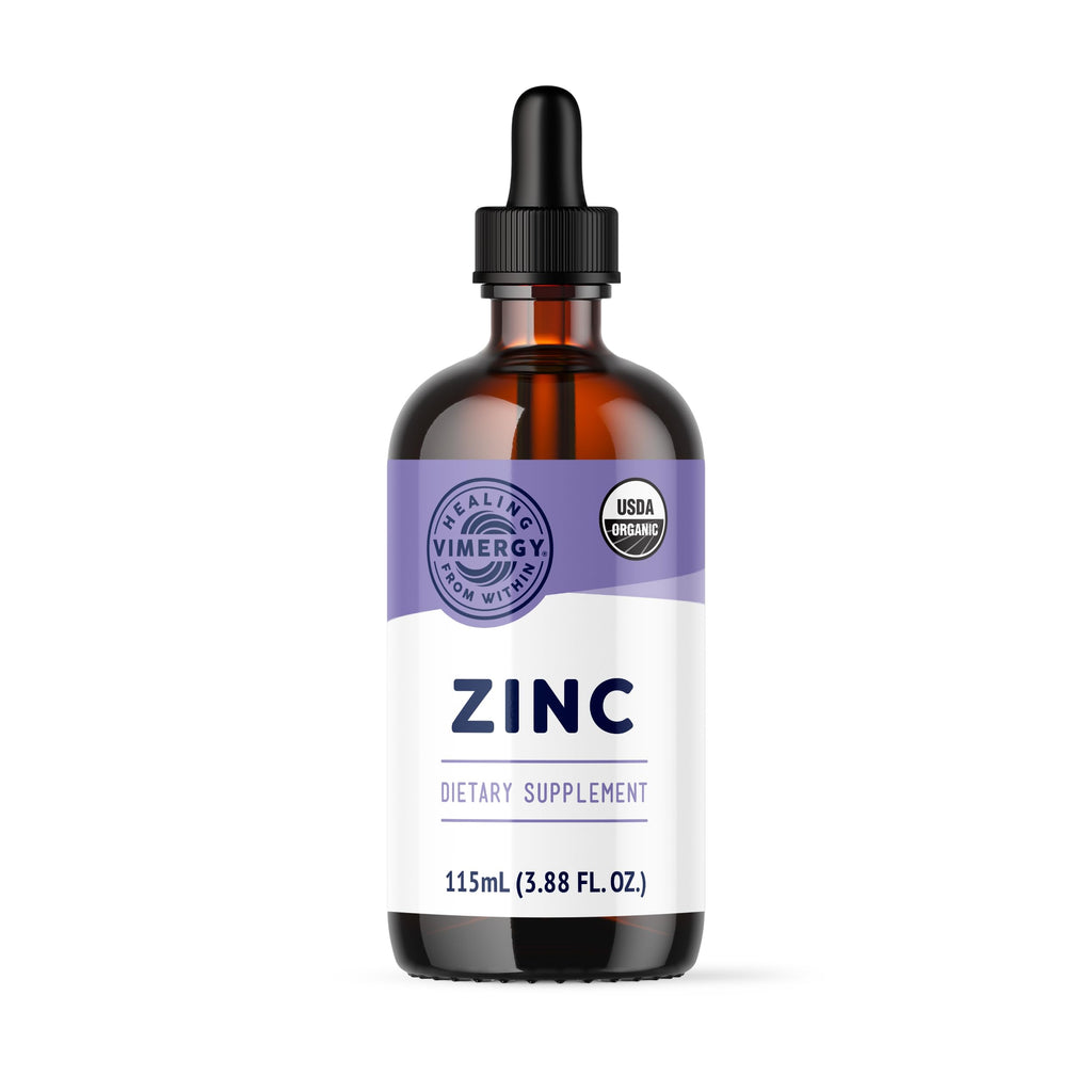 VIMERGY USDA Organic Zinc Supplements for Women & Men (7.5mg Liquid Zinc Per Serving) Fast-Absorbing Immune Support, Promotes Healthy Bones & Skin, Vegan, Up to 57 Servings (115 mL)