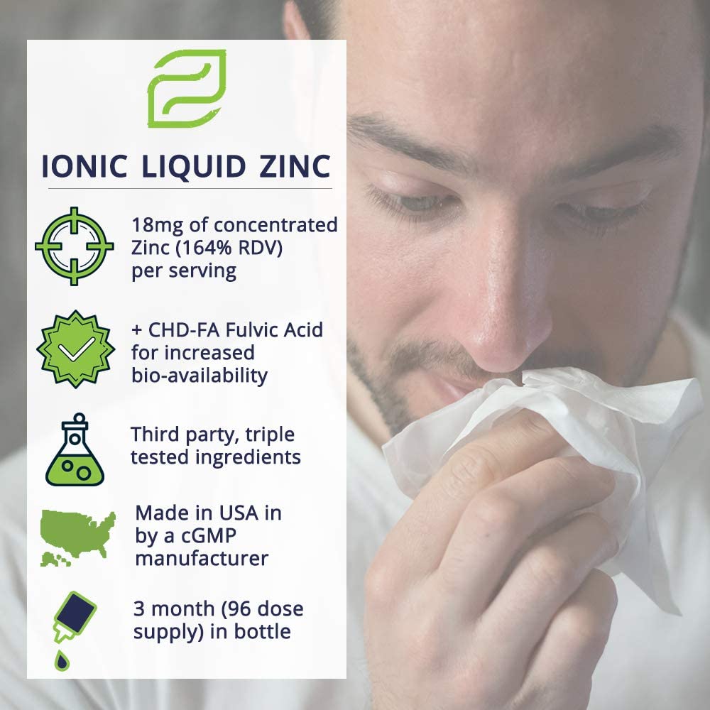 ZEMVELO Liquid Ionic Zinc Supplement – Supports Immune Health & Energy Production – Maintains Skin and Cellular Health – 3-Month Supply