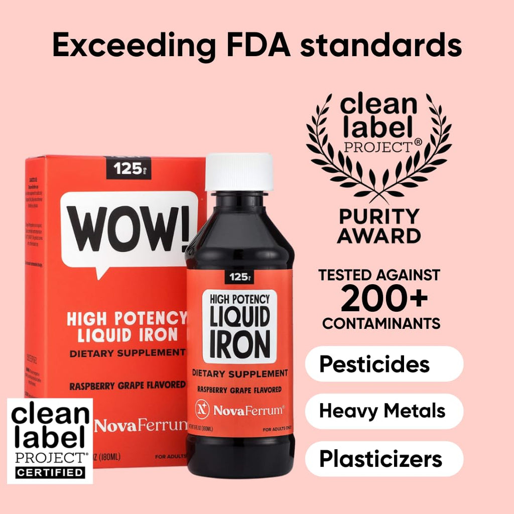 NovaFerrum Wow 125 High Potency Liquid Iron Supplement, Adults, 125mg
