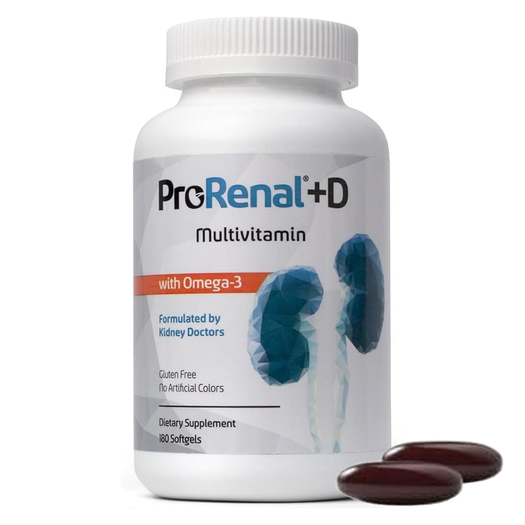 ProRenal+D with Omega-3 Fish Oil Kidney Multivitamin 180 Softgels, 90-Day Supply