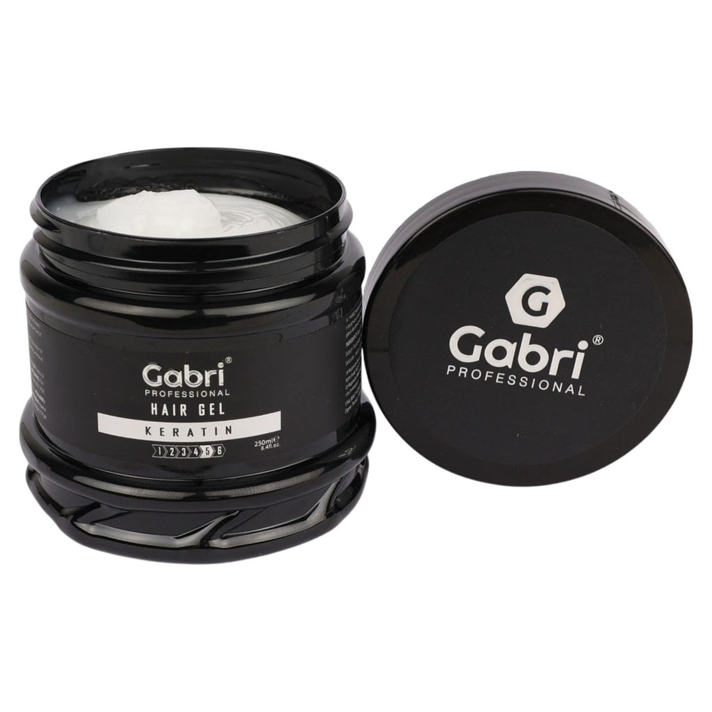Gabri Hair Styling Gel, Firm Hold Styling Hair Gels, High Gloss, Anti-Frizz Effect, Edge Control, For All Hair Types (250 g (1 Pack), Keratin)