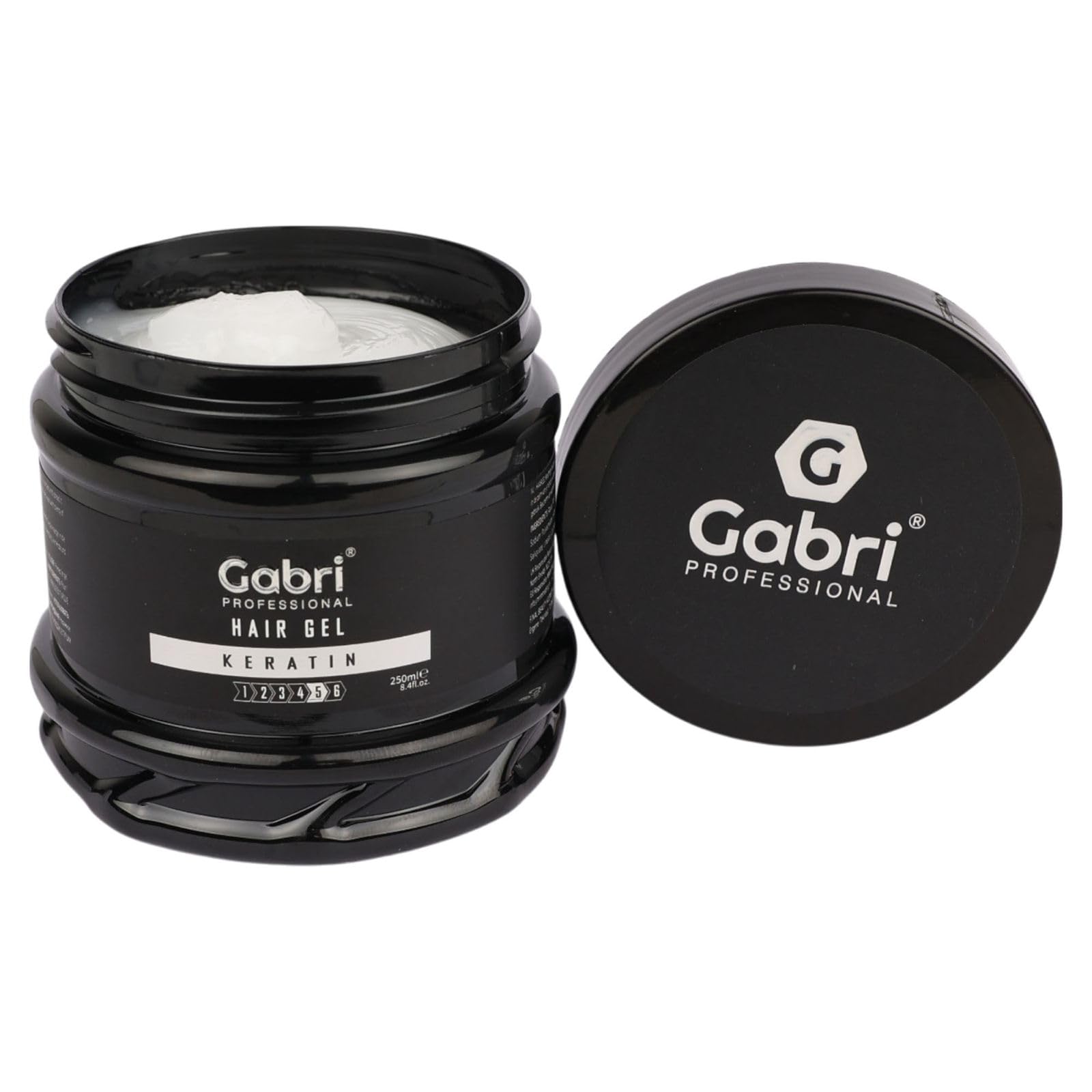 Gabri Hair Styling Gel, Firm Hold Styling Hair Gels, High Gloss, Anti-Frizz Effect, Edge Control, For All Hair Types (250 g (1 Pack), Keratin)