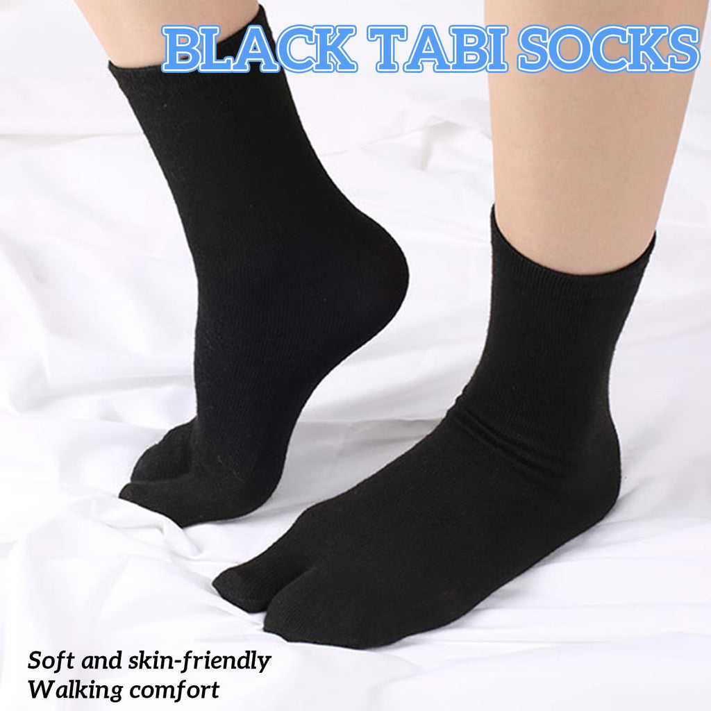 ZOCONE 7 Pairs Flip Flop Socks Black Split Toe Socks Cotton Two Toe Socks for Women Men, Novelty Flip Flop Tabi Socks for Sandal Flip-flops, Ankle Two-toed Tabi Socks for Separate Toes, UK 4-6