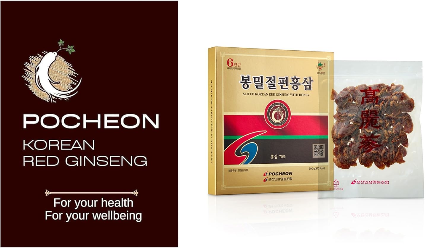 Pocheon 300g(10.6oz) 6Years Sliced Korean Panax Red Ginseng Roots with Honey, Saponin