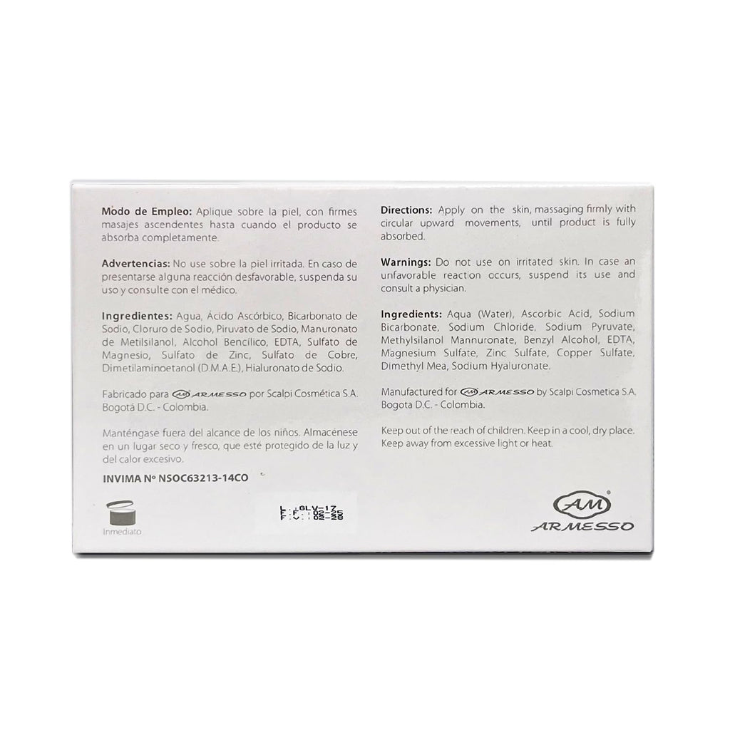 AM Armesso | Gluteox – Buttocks Firming & Lifting Serum | With DMAE, Organic Silica, Hyaluronic Acid & Antioxidants | For Professional Cosmetic Use Only | 5x10mL Vials
