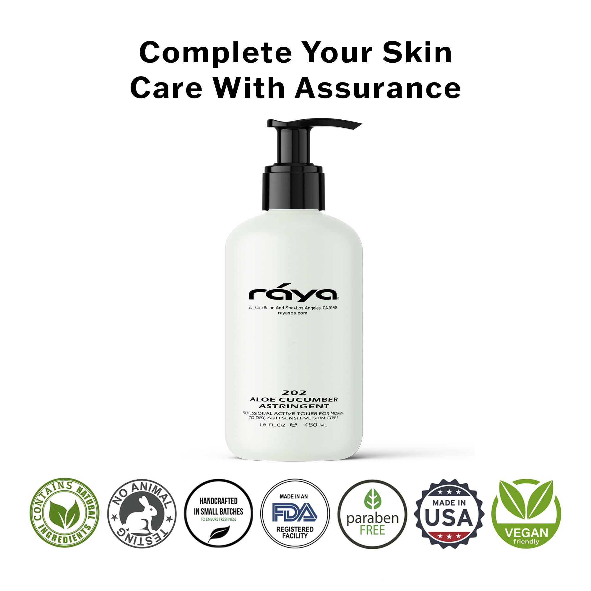 RAYA Aloe Cucumber Astringent 16 oz (202) | Gentle Pore Tightening and Smoothing Facial Toner for Dry and Sensitive Skin | Helps Refine, Cool, and Sooth | Smooths Complexion When Used Before Make-Up