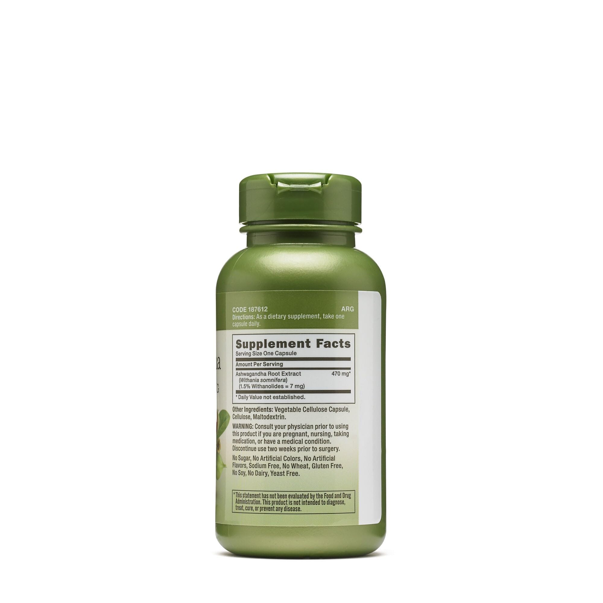 GNC Herbal Plus Ashwagandha Extract 470mg Supplement, Vegetarian, Provides General Well-Being, 100 Servings