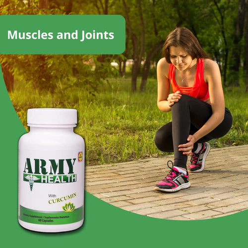 ARMY HEALTH Turmeric Curcumin Supplement Capsules - Extra Strength Turmeric with Ginger Root & Boswellia Serrata Extract - Herbal Formula, Joint & Muscle Relief Support for Men & Women - 60 Capsules
