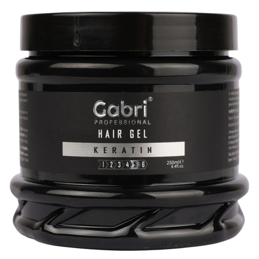 Gabri Hair Styling Gel, Firm Hold Styling Hair Gels, High Gloss, Anti-Frizz Effect, Edge Control, For All Hair Types (250 g (1 Pack), Keratin)