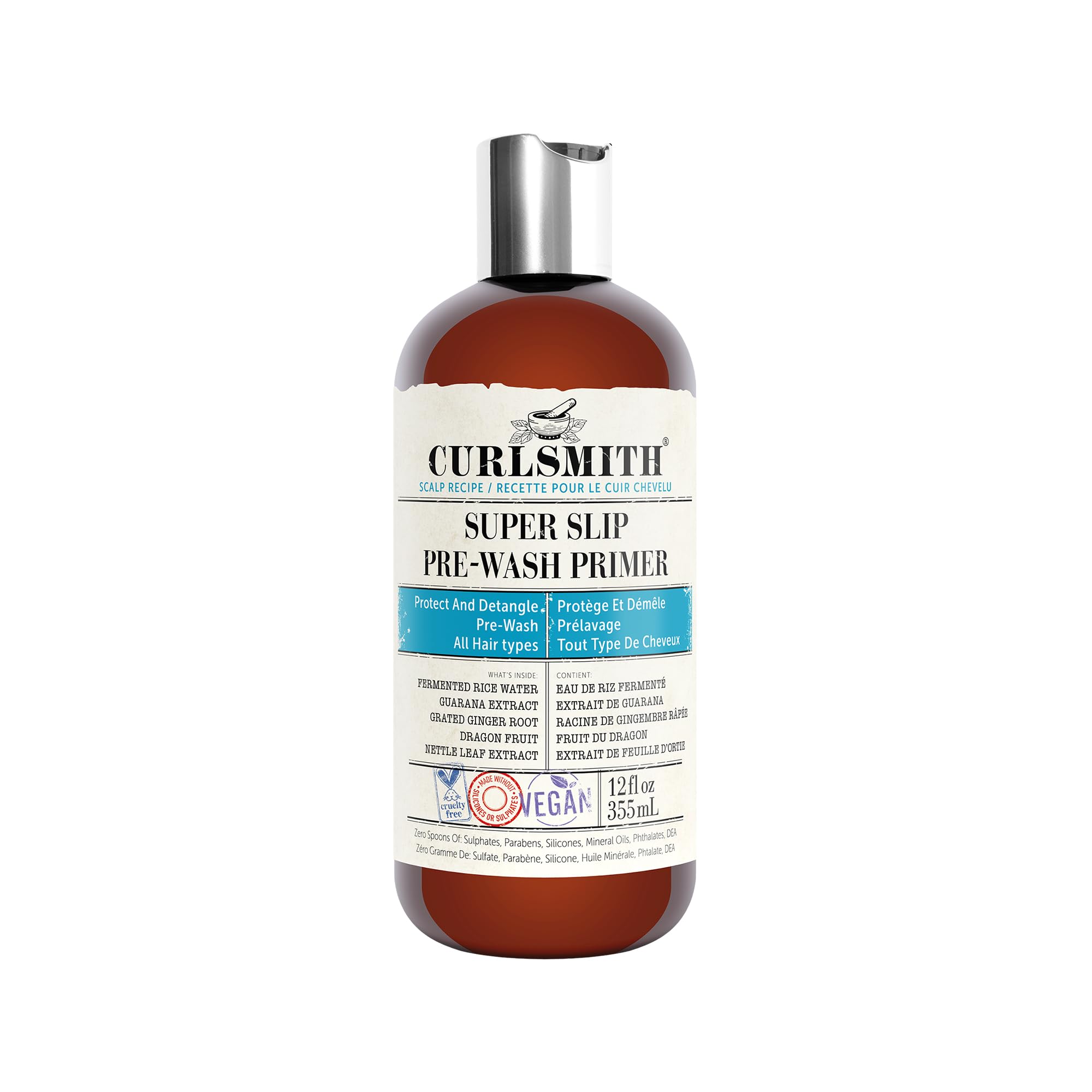 CURLSMITH - Super Slip Pre-Wash Primer - Vegan Scalp Stimulating Treatment, Protecting and Moisturising (12 fl oz)